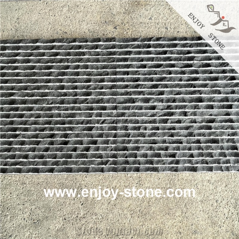 Half Planed ZP Black Basalt Slabs For Wall And Floor