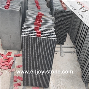 Half Planed ZP Black Basalt Slabs For Wall And Floor