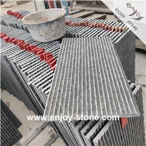 Half Planed ZP Black Basalt Slabs For Wall And Floor