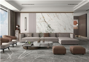 Carve Fish Maw Gold Artificial Sintered Stone Slab For Floor