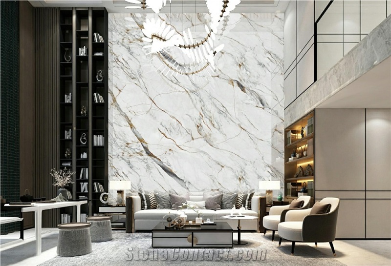 Carve Fish Maw Gold Artificial Sintered Stone Slab For Floor