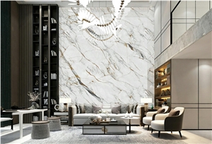 Carve Fish Maw Gold Artificial Sintered Stone Slab For Floor