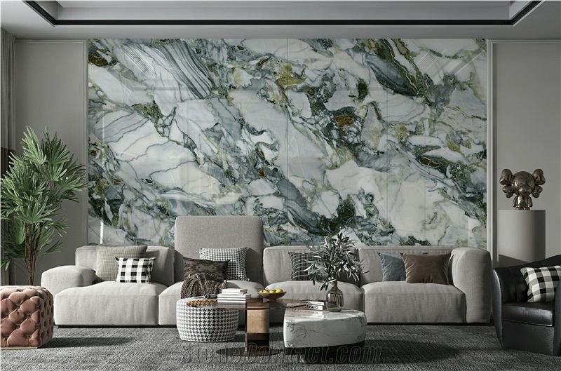 Cold Jadeite Artificial Sintered Stone Slab For Wall
