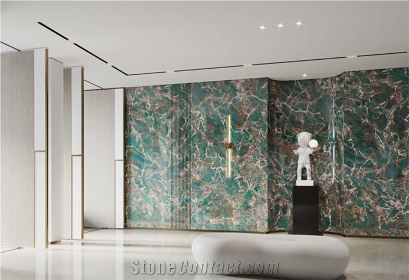 Green Large Format Sintered Stone Slabs For Wall Decorate