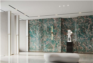 Green Large Format Sintered Stone Slabs For Wall Decorate