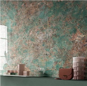 Green Large Format Sintered Stone Slabs For Wall Decorate