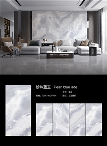 Pearl Blue Jade Artificial Sintered Stone Slab For Wall