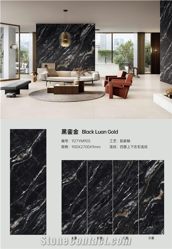 Sintered Stone Black Luan Gold