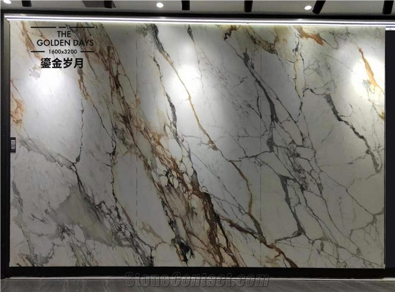 The Golden Days Artificial Sintered Stone Slab For Wall