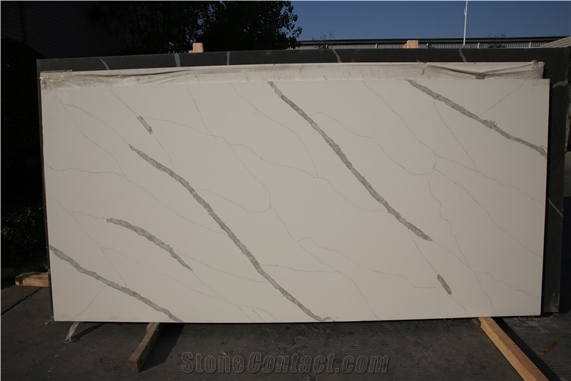 Calacatta White Artificial Quartz Stone Slabs XR2054