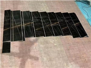 Sahara Noir Marble Stairs Cases For Interior Decoration