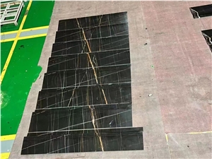 Sahara Noir Marble Stairs Cases For Interior Decoration