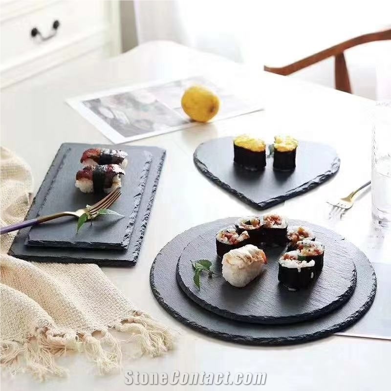Black Natural Slate Stone Serving Plate