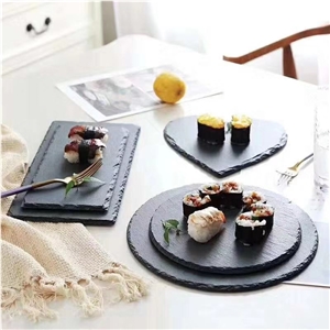 Black Natural Slate Stone Serving Plate