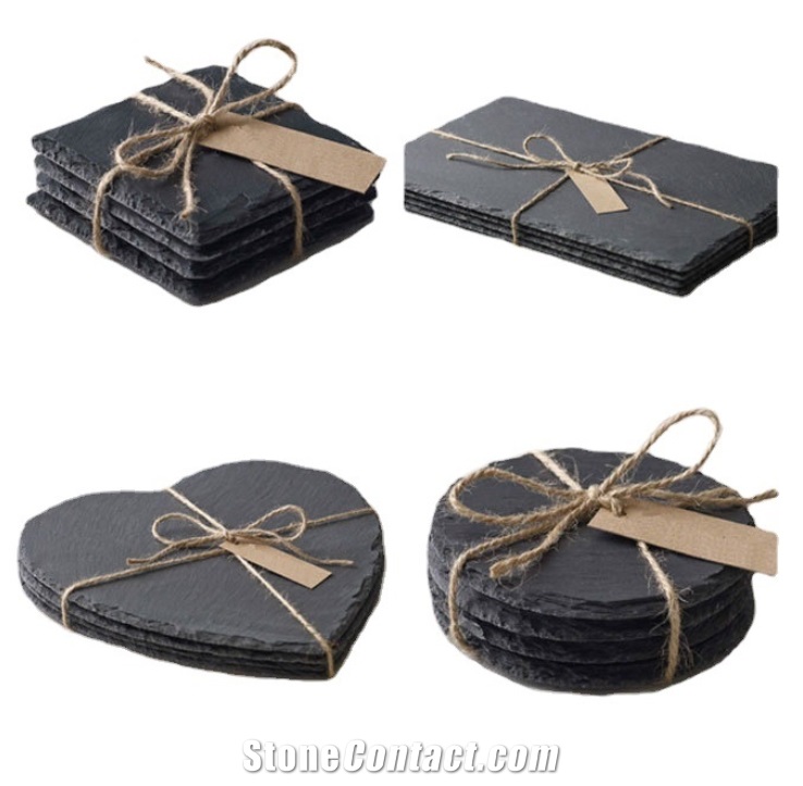 Black Natural Slate Stone Serving Plate