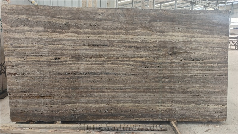 Silver Grey Travertine Polished Filled And Unfilled