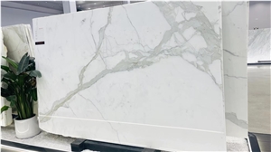 Italy Calacatta Cream White Marble  Subway Tiles Slab