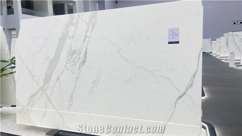 Italy Calacatta Cream White Marble  Subway Tiles Slab