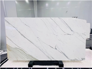 Italy Calacatta Cream White Marble  Subway Tiles Slab