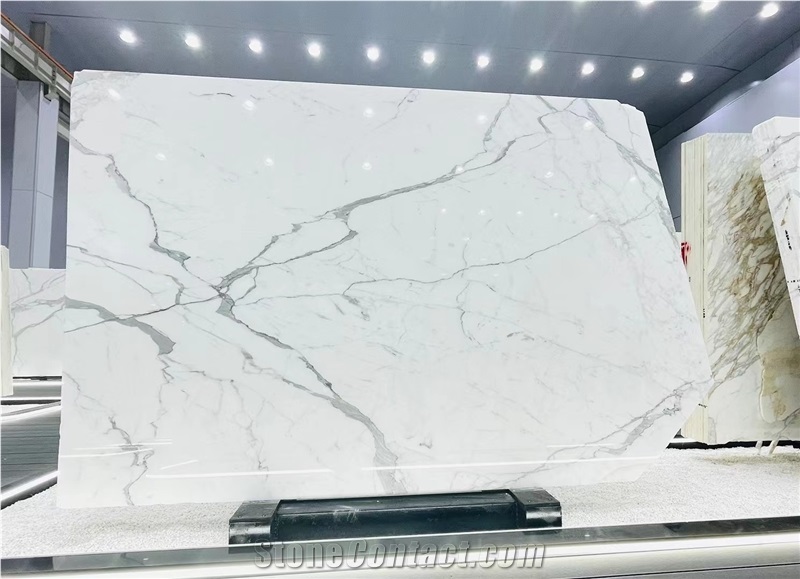 Italy Calacatta Cream White Marble  Subway Tiles Slab