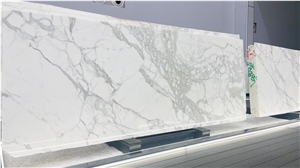 Italy Calacatta Cream White Marble  Subway Tiles Slab