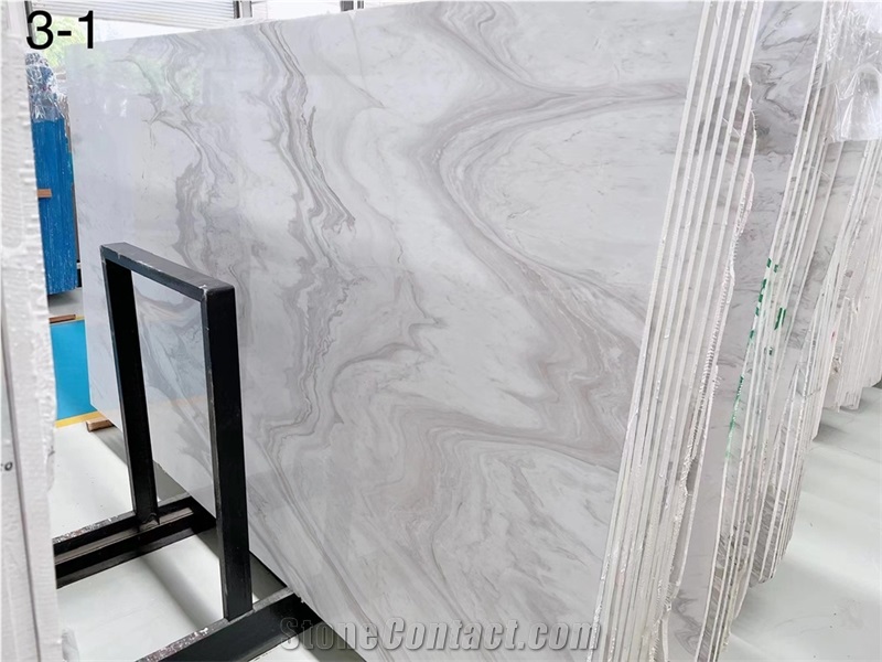 Volakas Wavy White Marble Slab Tiles