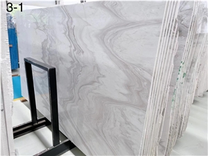 Volakas Wavy White Marble Slab Tiles