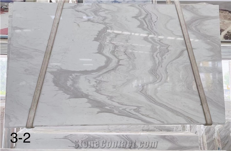 Volakas Wavy White Marble Slab Tiles