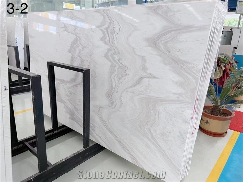Volakas Wavy White Marble Slab Tiles