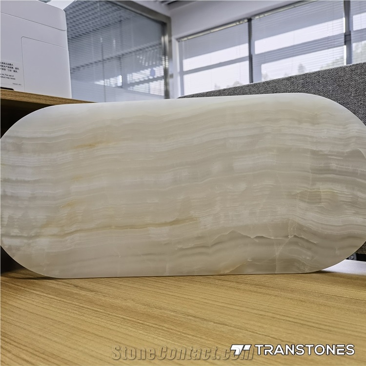 Natural Onyx Slabs Translucent Snow White With Waving Veins