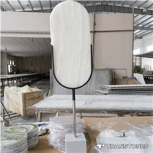 Natural Onyx Slabs Translucent Snow White With Waving Veins