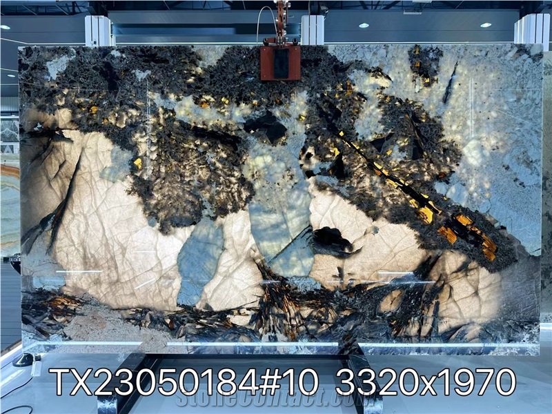 Brazil Pandora White Granite Turn Light Bookmatched Slab