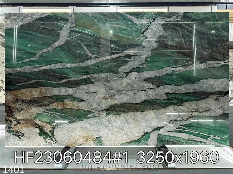 Fuchsite Crystal Quartzite Cristallo Botanical Big Slab Tile
