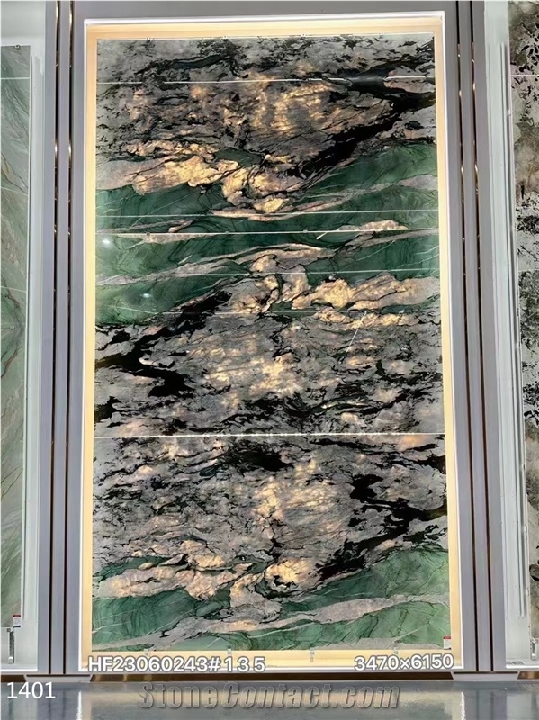 Fuchsite Crystal Quartzite Cristallo Botanical Big Slab Tile
