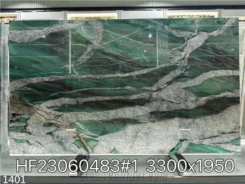 Fuchsite Crystal Quartzite Cristallo Botanical Big Slab Tile