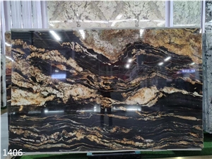 Magma Gold Granite Golden Silk Black Cosmic Slab Tile