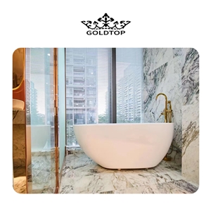 GOLDTOP OEM/ODM Fior Di Pesco Apuano Italy Marble Stone Stairs, Steps