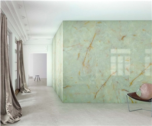 Luxury Natural Stone Luster Bright Green Onyx Slabs