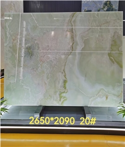 Luxury Natural Stone Luster Bright Green Onyx Slabs