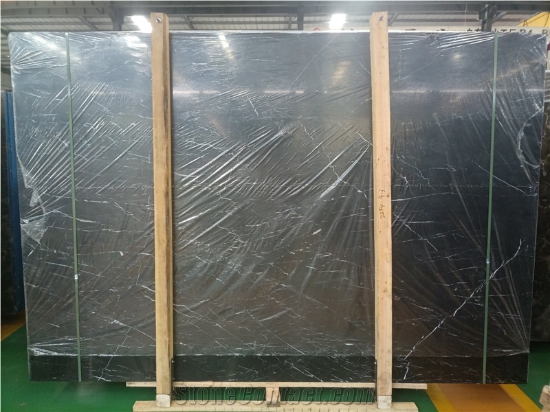 China Black Nero Marquina White Vein Marble Slabs Tiles