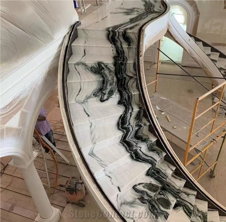 Panda White Marble Stair Steps Risers Treads Home Decoration
