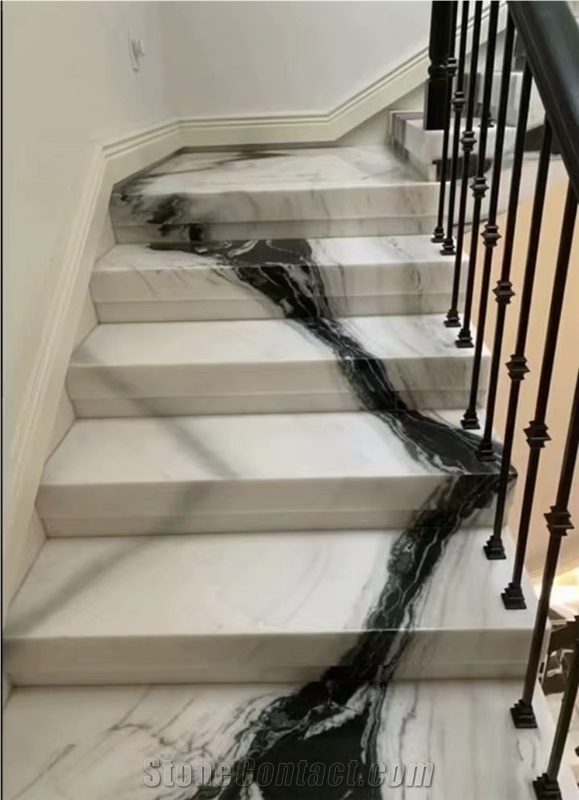 Panda White Marble Stair Steps Risers Treads Home Decoration