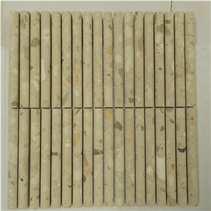 Beige Terrazzo 3D Flute Half Bullnose Mosaic Tile