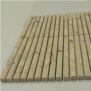 Beige Terrazzo 3D Flute Half Bullnose Mosaic Tile