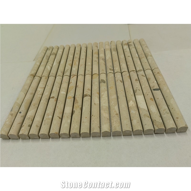Beige Terrazzo 3D Flute Half Bullnose Mosaic Tile