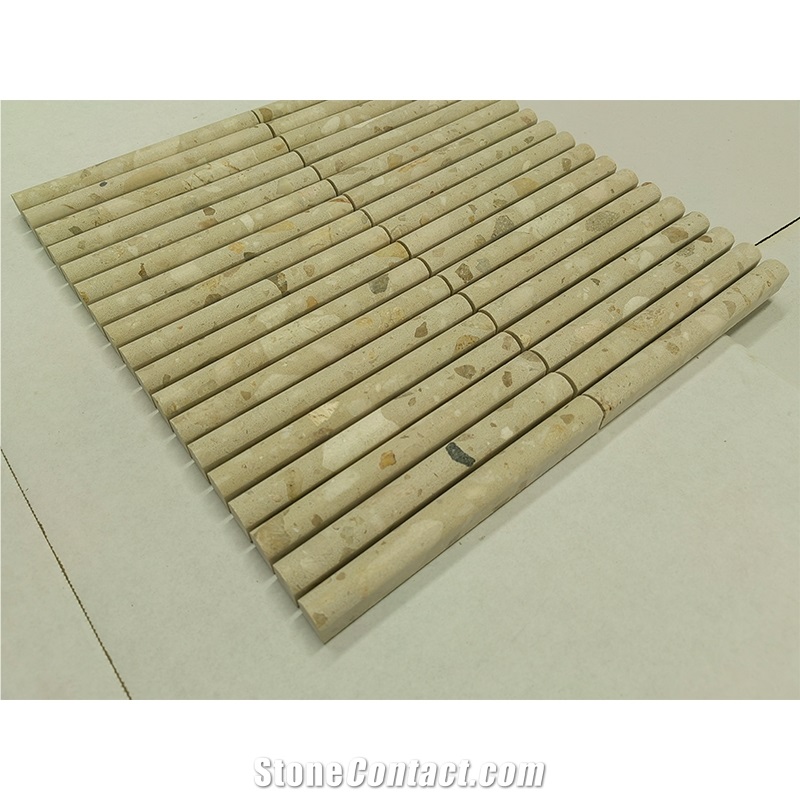 Beige Terrazzo 3D Flute Half Bullnose Mosaic Tile