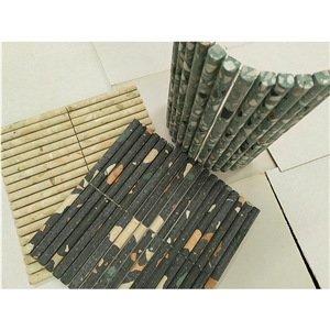 Beige Terrazzo 3D Flute Half Bullnose Mosaic Tile
