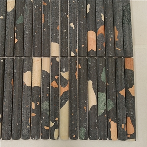 Black Terrazzo Flute Mosaic Tile Wall Tiles
