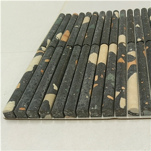 Black Terrazzo Flute Mosaic Tile Wall Tiles