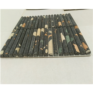 Black Terrazzo Flute Mosaic Tile Wall Tiles